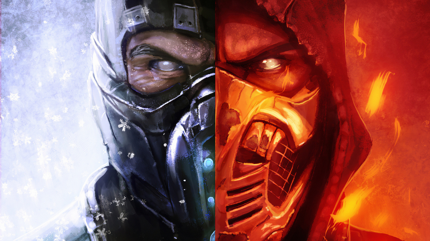 Mortal Kombat 11, Mortal Kombat x, Skorpion, Fiktion, Supervillain. Wallpaper in 1366x768 Resolution