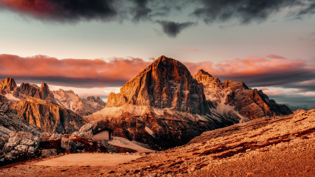 Dolomites, Dolomiti Superski, Three Picks, Karersee, Cortina DAmpezzo. Wallpaper in 1280x720 Resolution