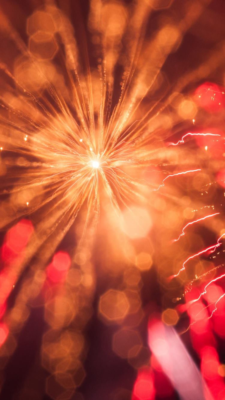 Fireworks, Sparkler, New Years Day, Red, Light. Wallpaper in 750x1334 Resolution