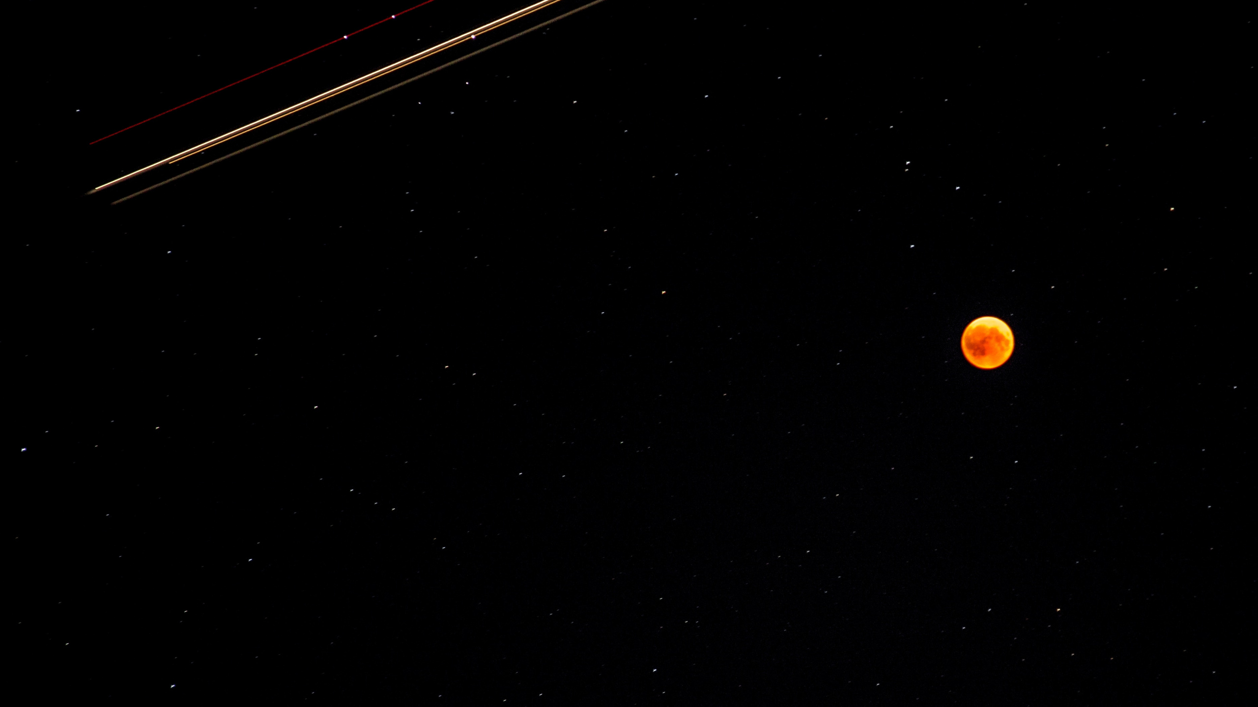 Red and Yellow Round Moon. Wallpaper in 2560x1440 Resolution