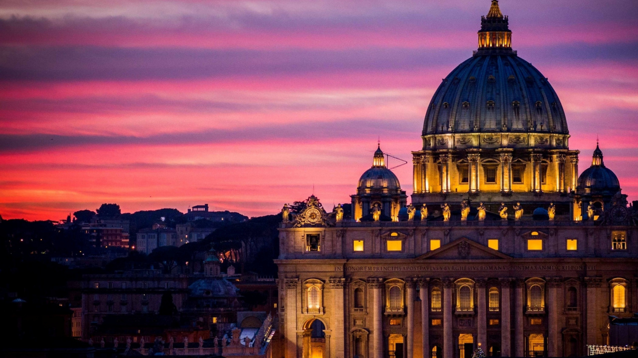 罗马, 里程碑, 圆顶, 日落, 城市 壁纸 1280x720 允许