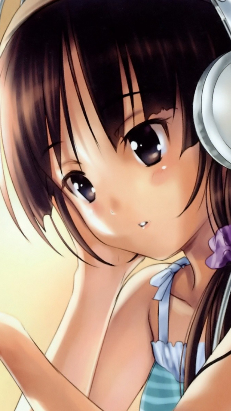 Braunhaariges Mädchen Anime-Charakter. Wallpaper in 750x1334 Resolution