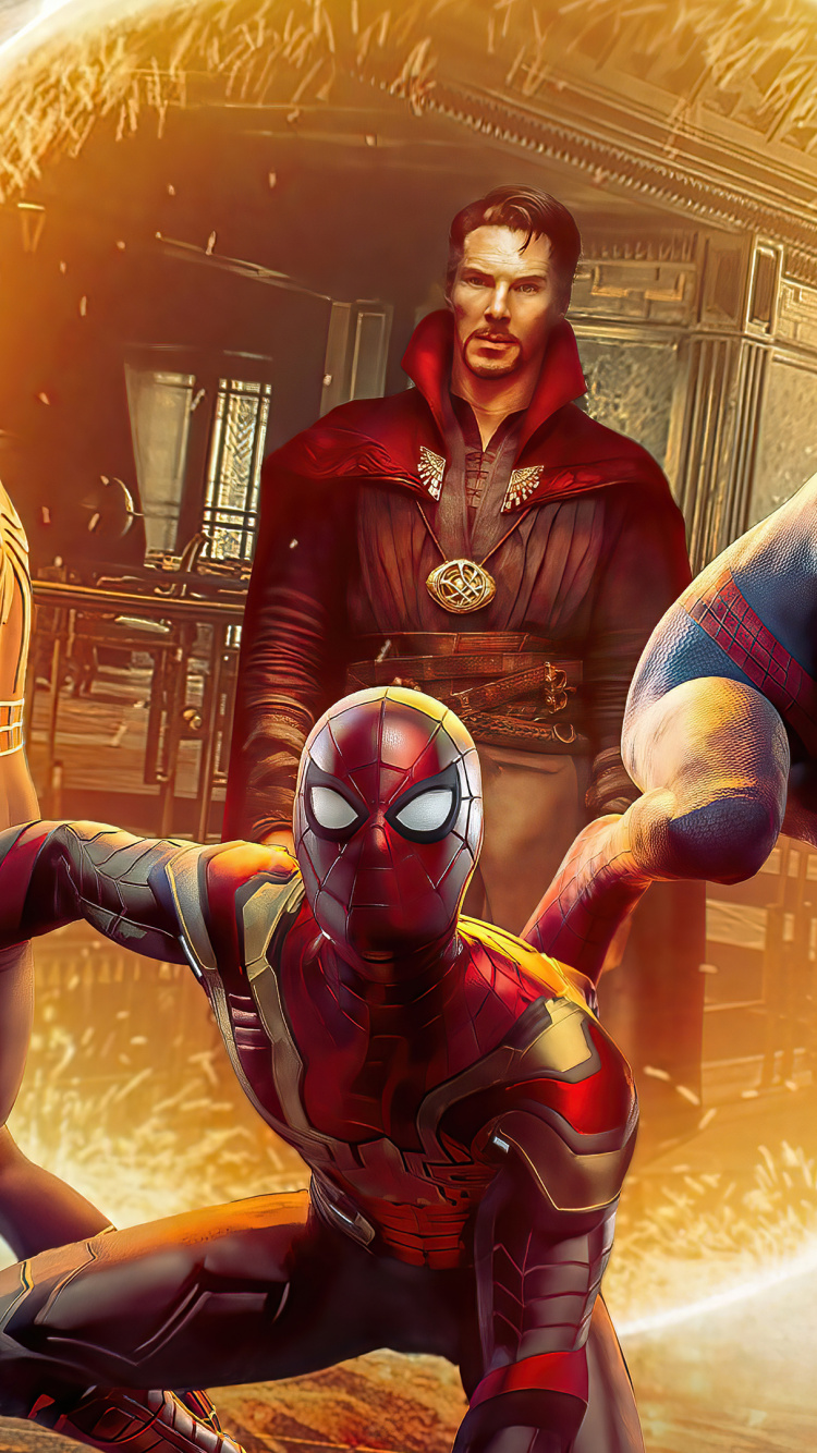 Spider-man: no Way Home, Spider-man, Captain America, Doctor Strange, Marvel Cinematic Universe. Wallpaper in 750x1334 Resolution