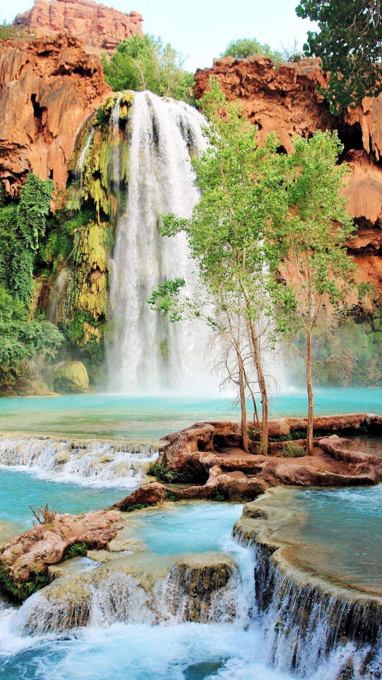 Cascade, Grand Canyon, Ruisseau Havasu, Supai, Chutes Vernales. Wallpaper in 750x1334 Resolution