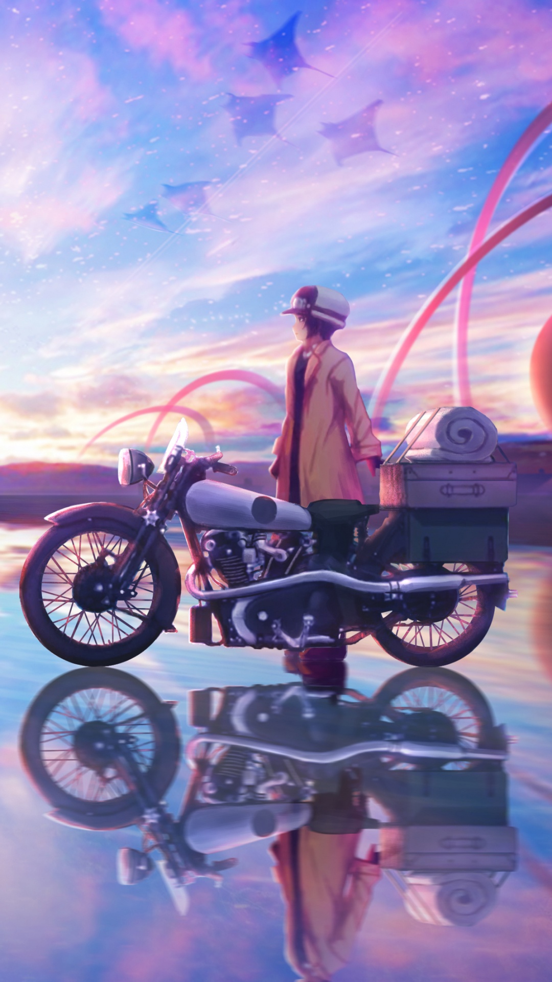 3 Hombres Montados en Motocicleta Ilustración. Wallpaper in 1080x1920 Resolution