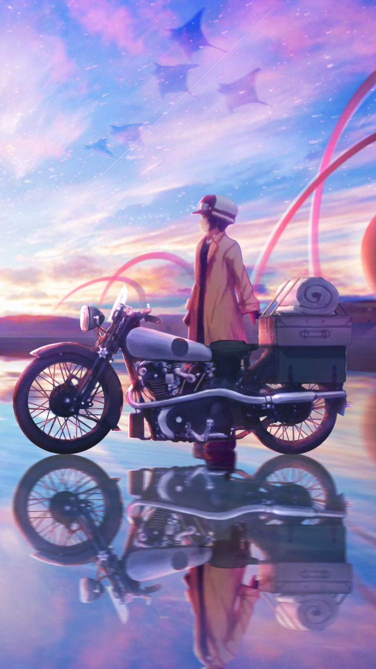 3 Hombres Montados en Motocicleta Ilustración. Wallpaper in 750x1334 Resolution