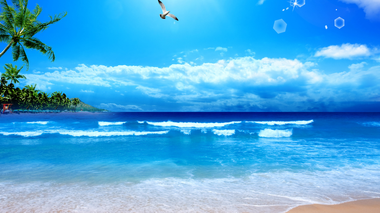 Gewässer, Ozean, Natur, Meer, Blau. Wallpaper in 1280x720 Resolution