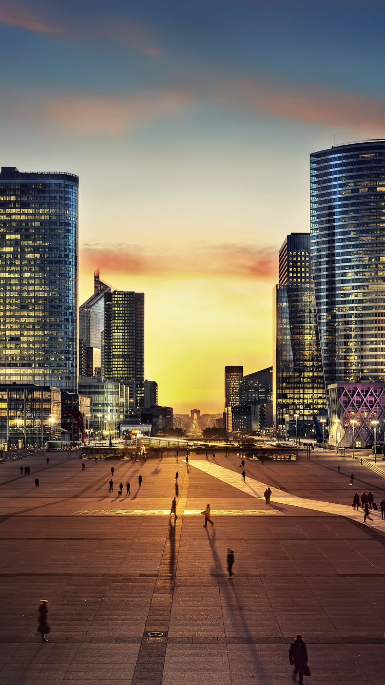 Grande Arche de la Defense, Arc de Triomphe, Tower, Arc de Triomphe at Night, City. Wallpaper in 750x1334 Resolution