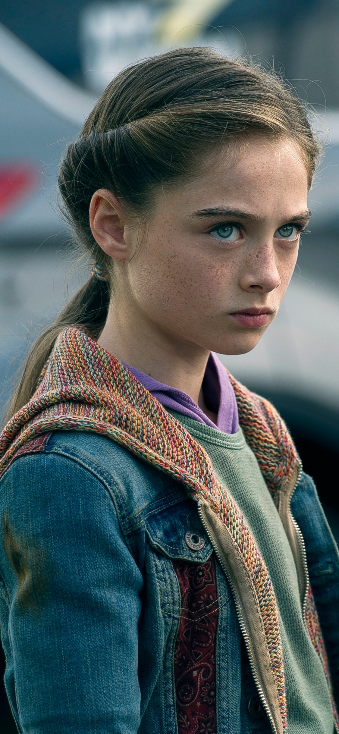 Femme en Veste en Jean Bleu Debout Près D'une Voiture Noire Pendant la Journée. Wallpaper in 1125x2436 Resolution