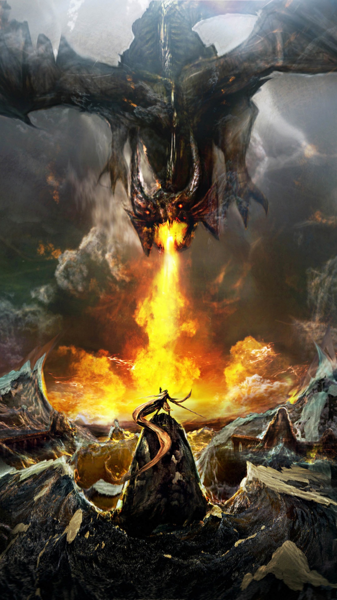 龙, 幻想, 火焰, 怪物, 电脑游戏 壁纸 1080x1920 允许