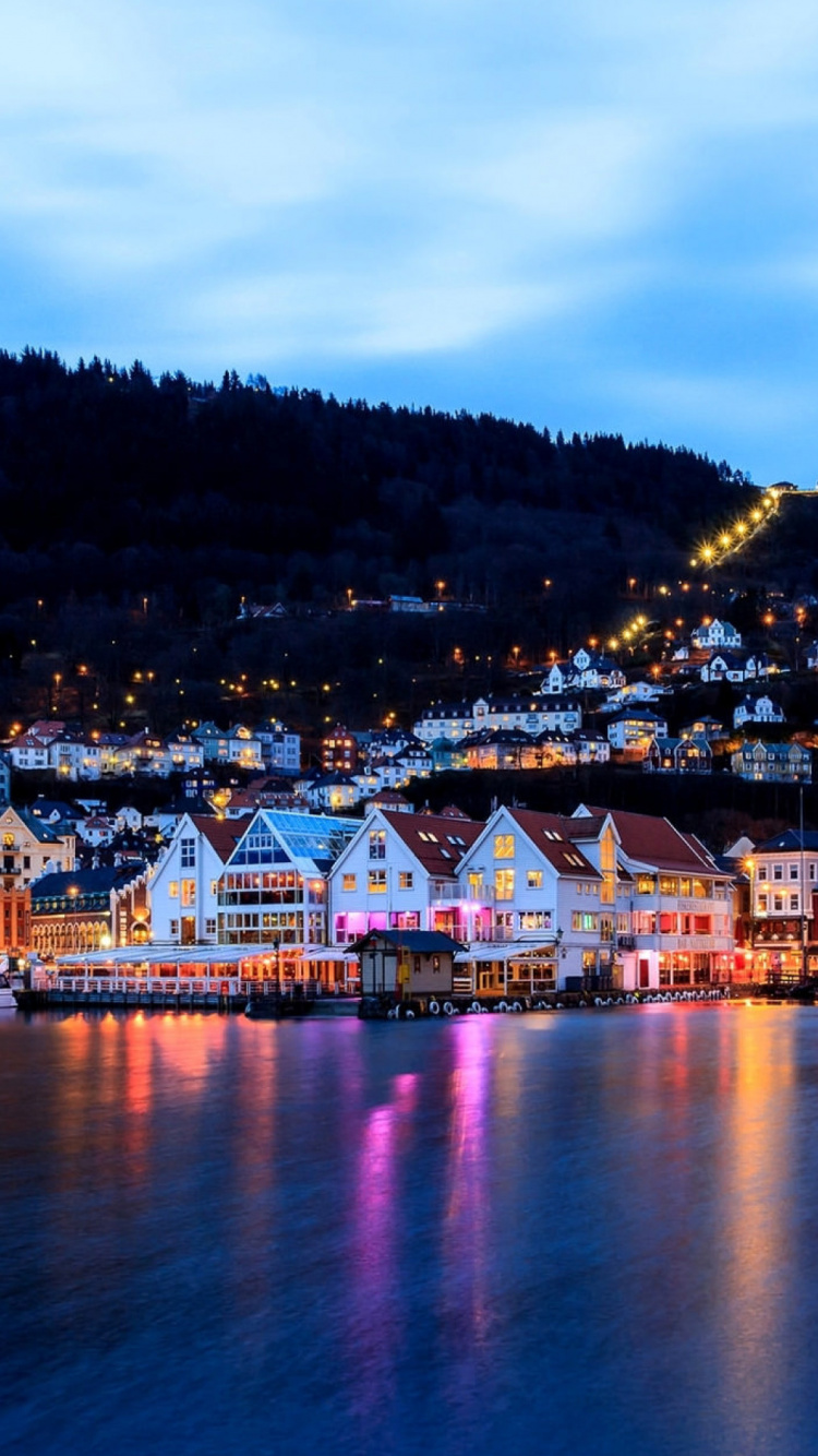 Maisons Près D'un Plan D'eau Pendant la Journée. Wallpaper in 750x1334 Resolution