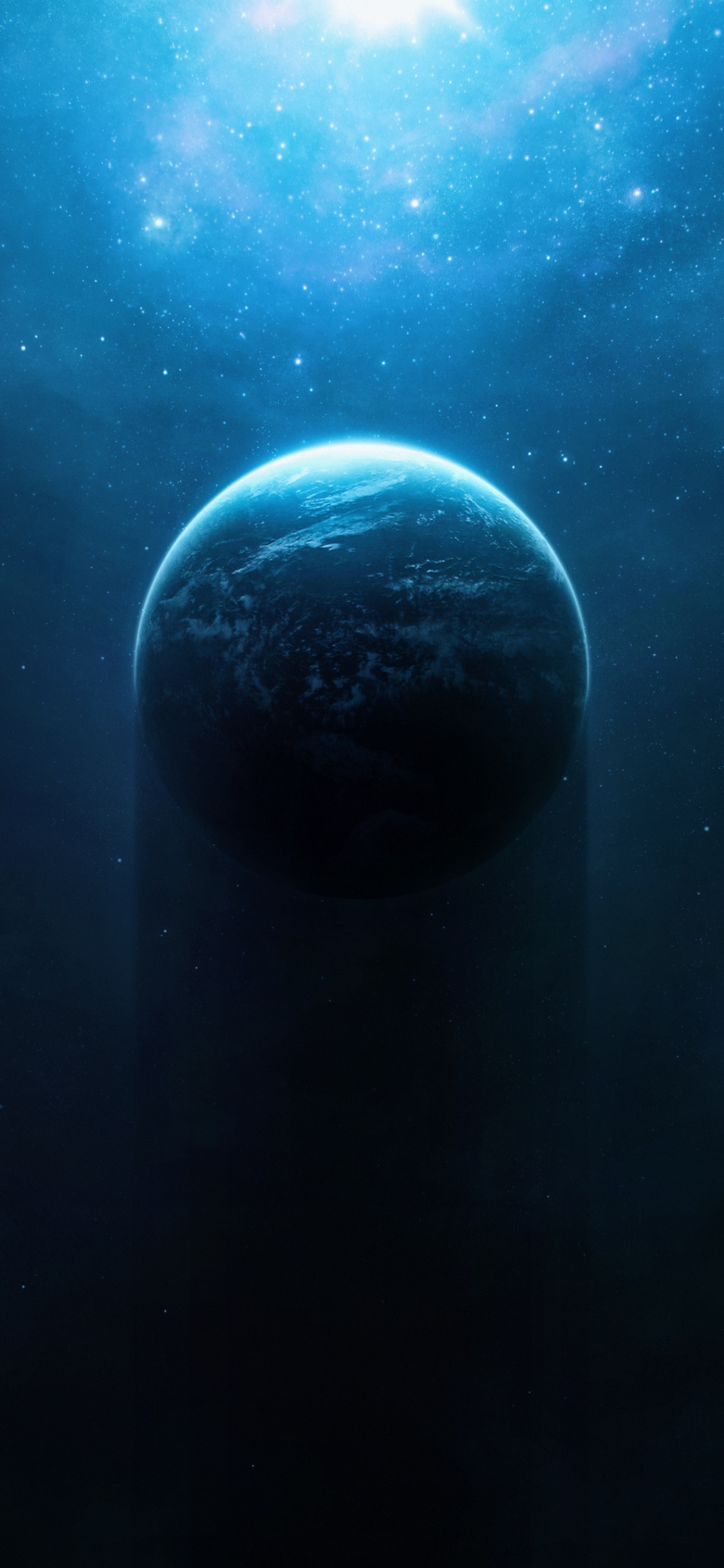 Ilustración de Planeta Azul y Negro. Wallpaper in 1125x2436 Resolution