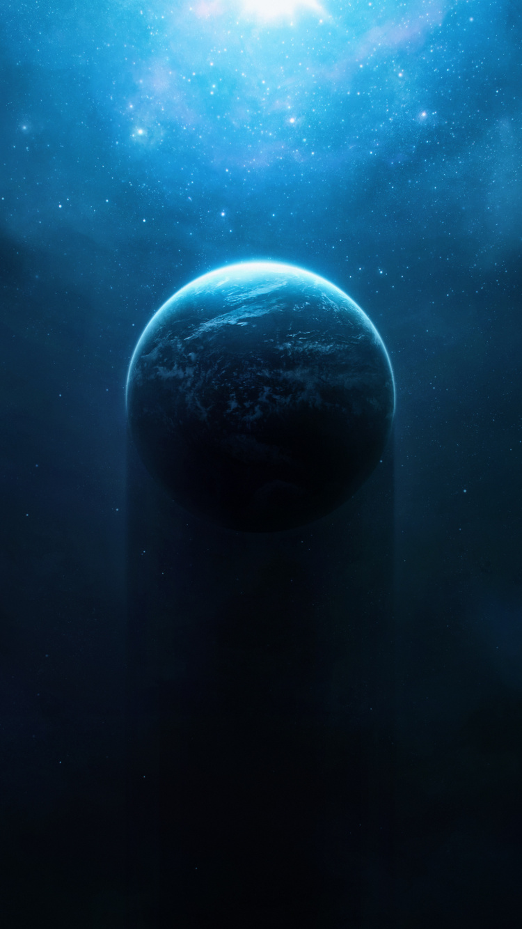 Ilustración de Planeta Azul y Negro. Wallpaper in 750x1334 Resolution