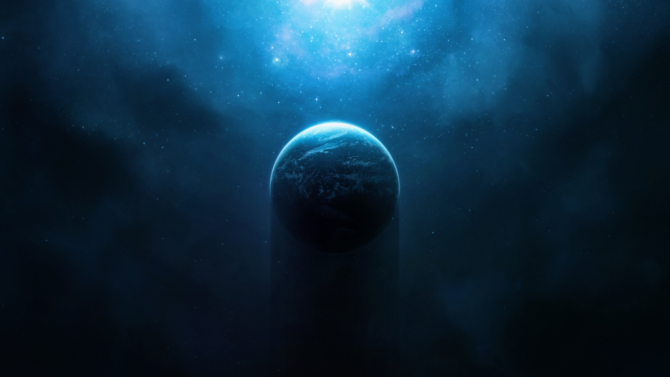 Illustration de la Planète Bleue et Noire. Wallpaper in 1366x768 Resolution