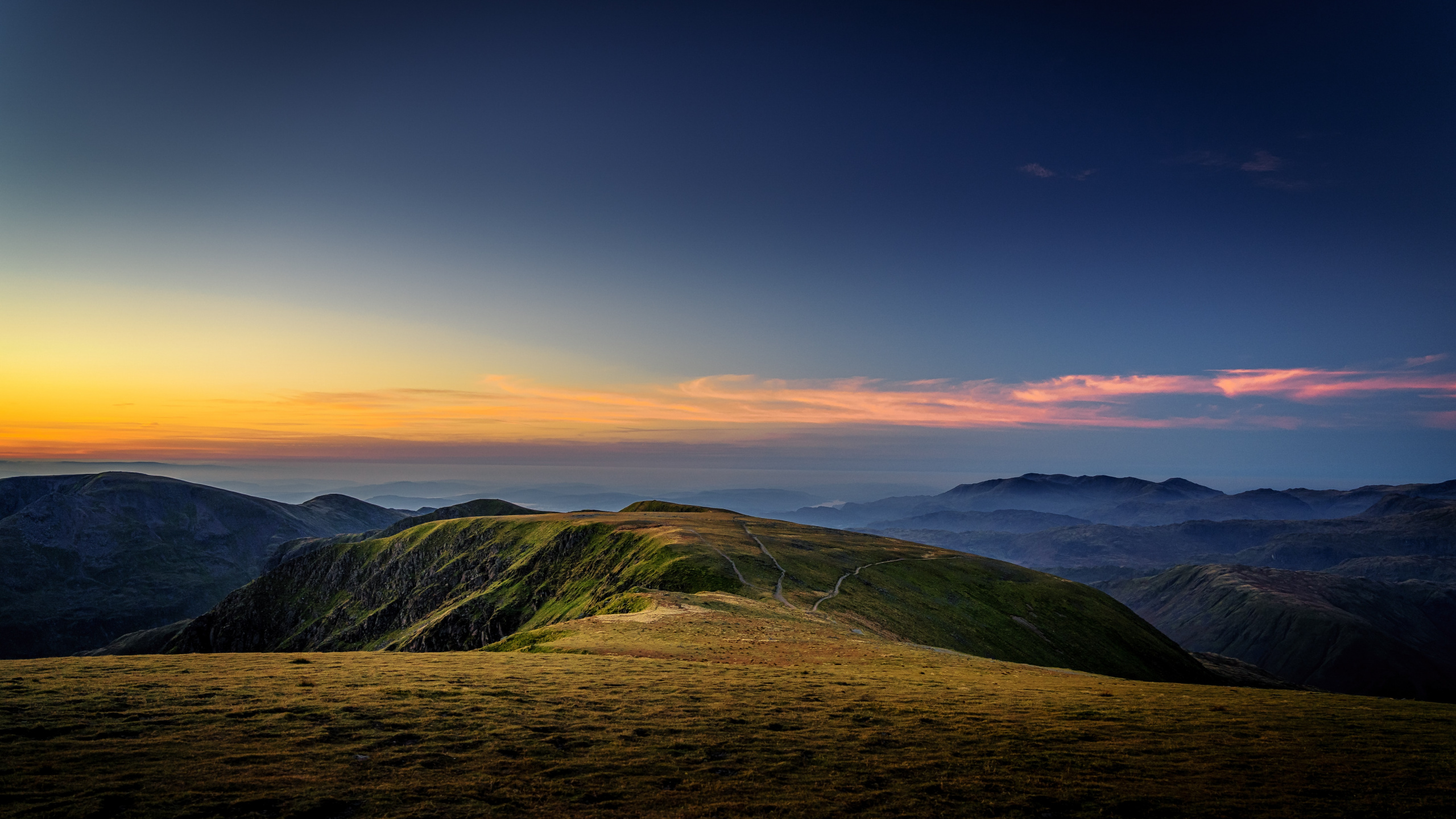 Montaje de Escenografía, Montaña, Paisaje Natural, Pendiente, Afterglow. Wallpaper in 2560x1440 Resolution