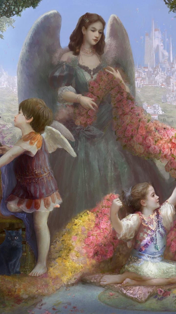 天使, 艺术, 超自然的生物, 视觉艺术, 女孩 壁纸 720x1280 允许