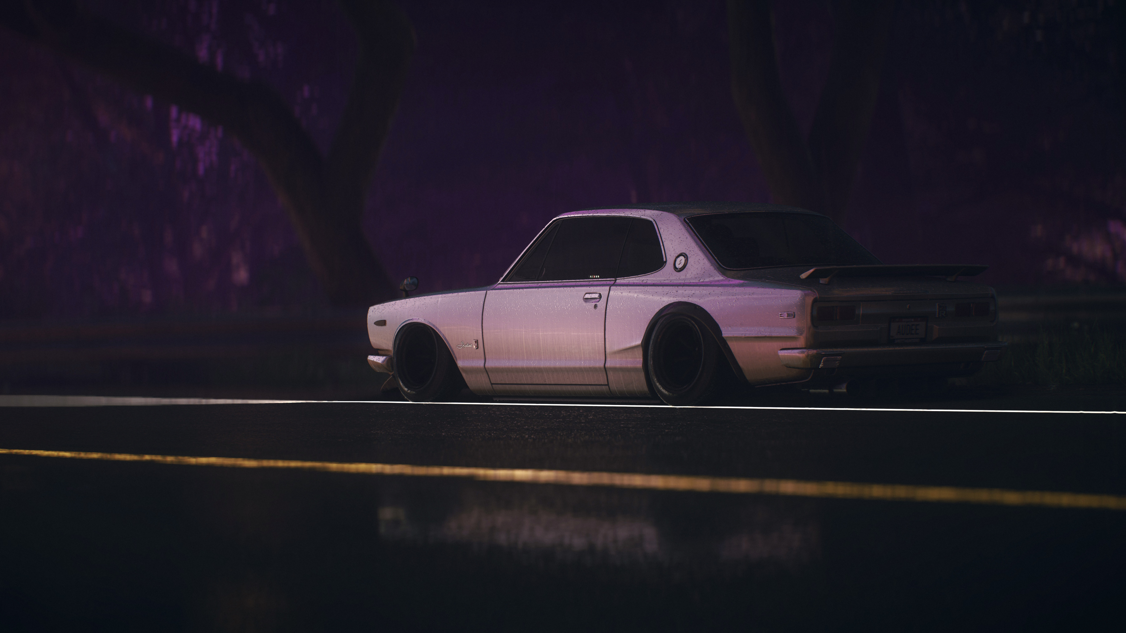 White Coupe on a Road. Wallpaper in 3840x2160 Resolution