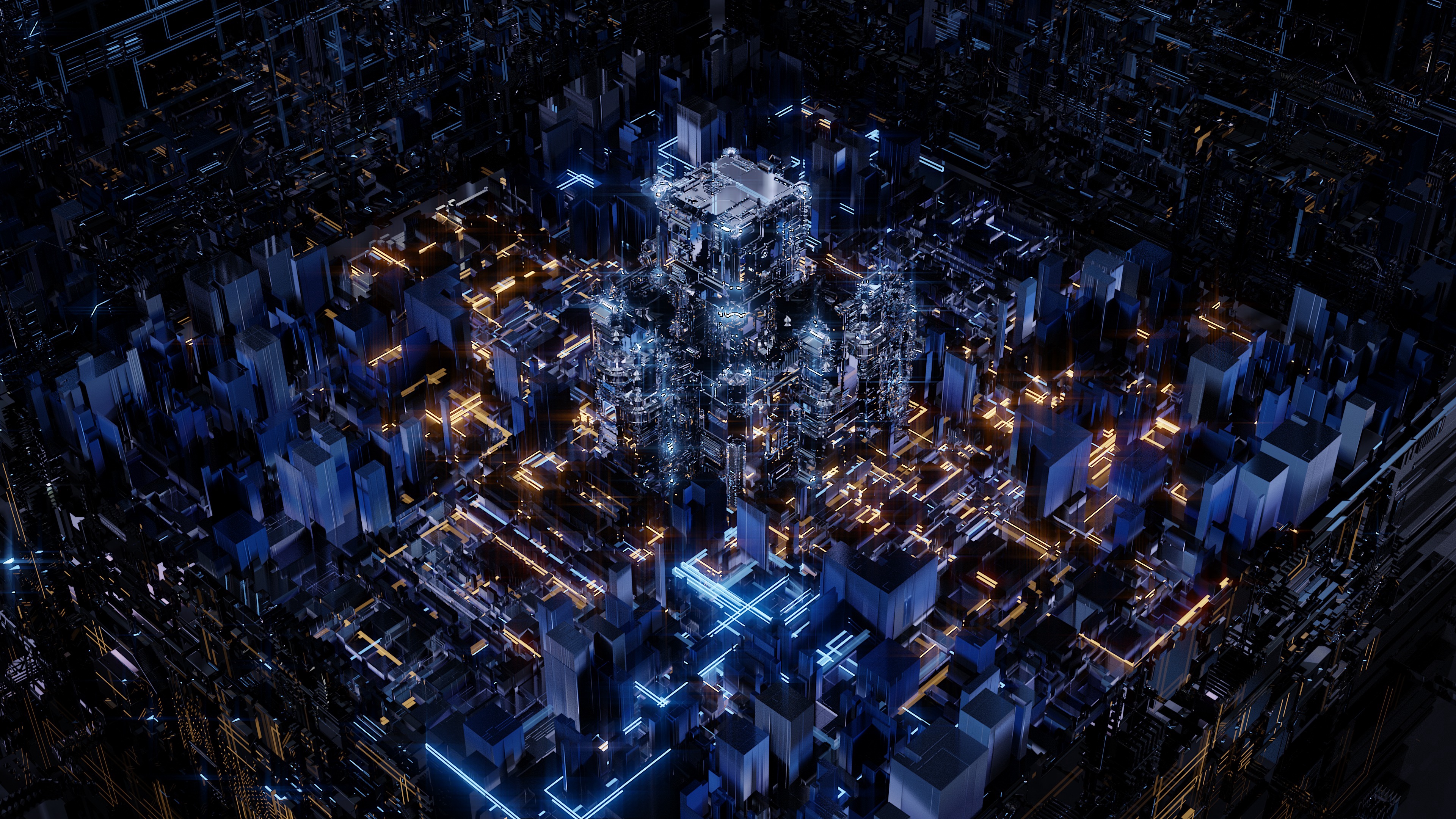 Edificio Azul y Blanco Durante la Noche. Wallpaper in 3840x2160 Resolution