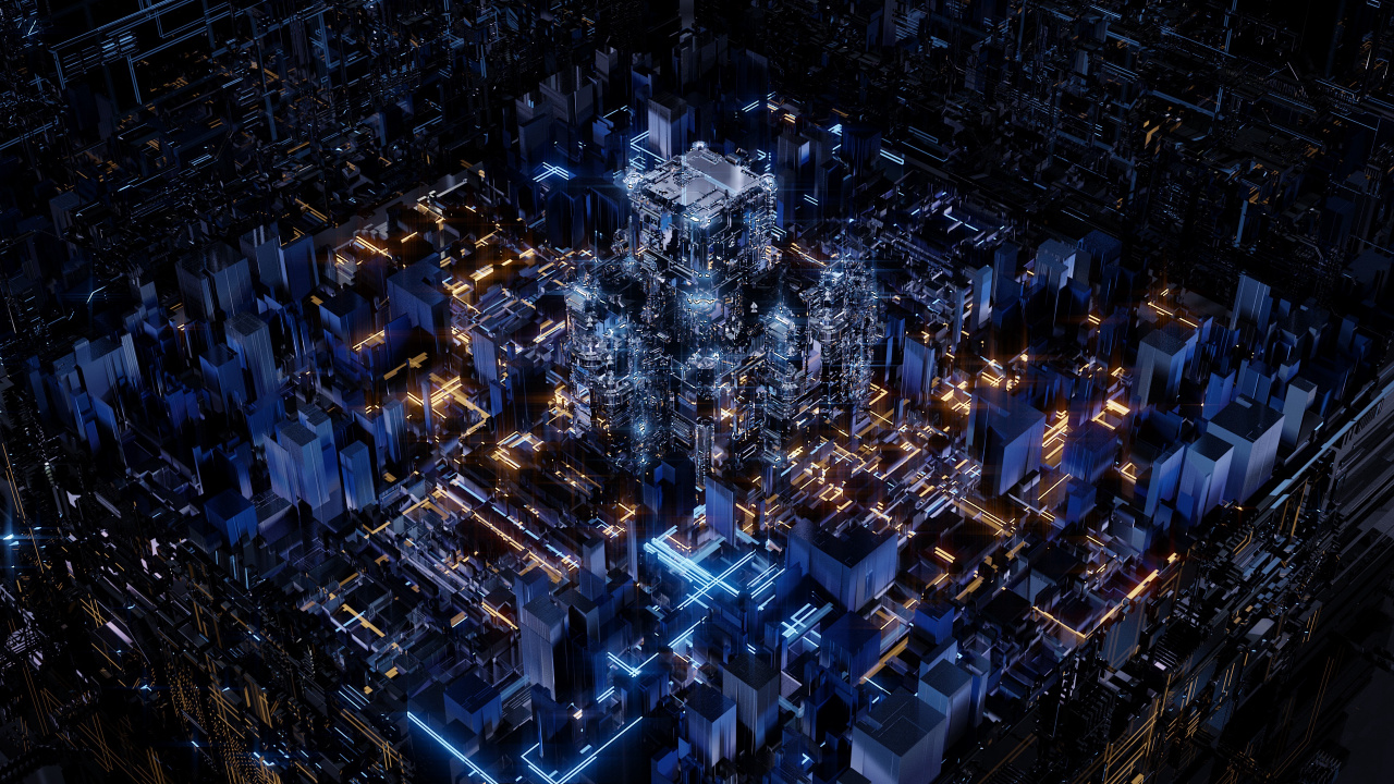 Bâtiment Bleu et Blanc Pendant la Nuit. Wallpaper in 1280x720 Resolution