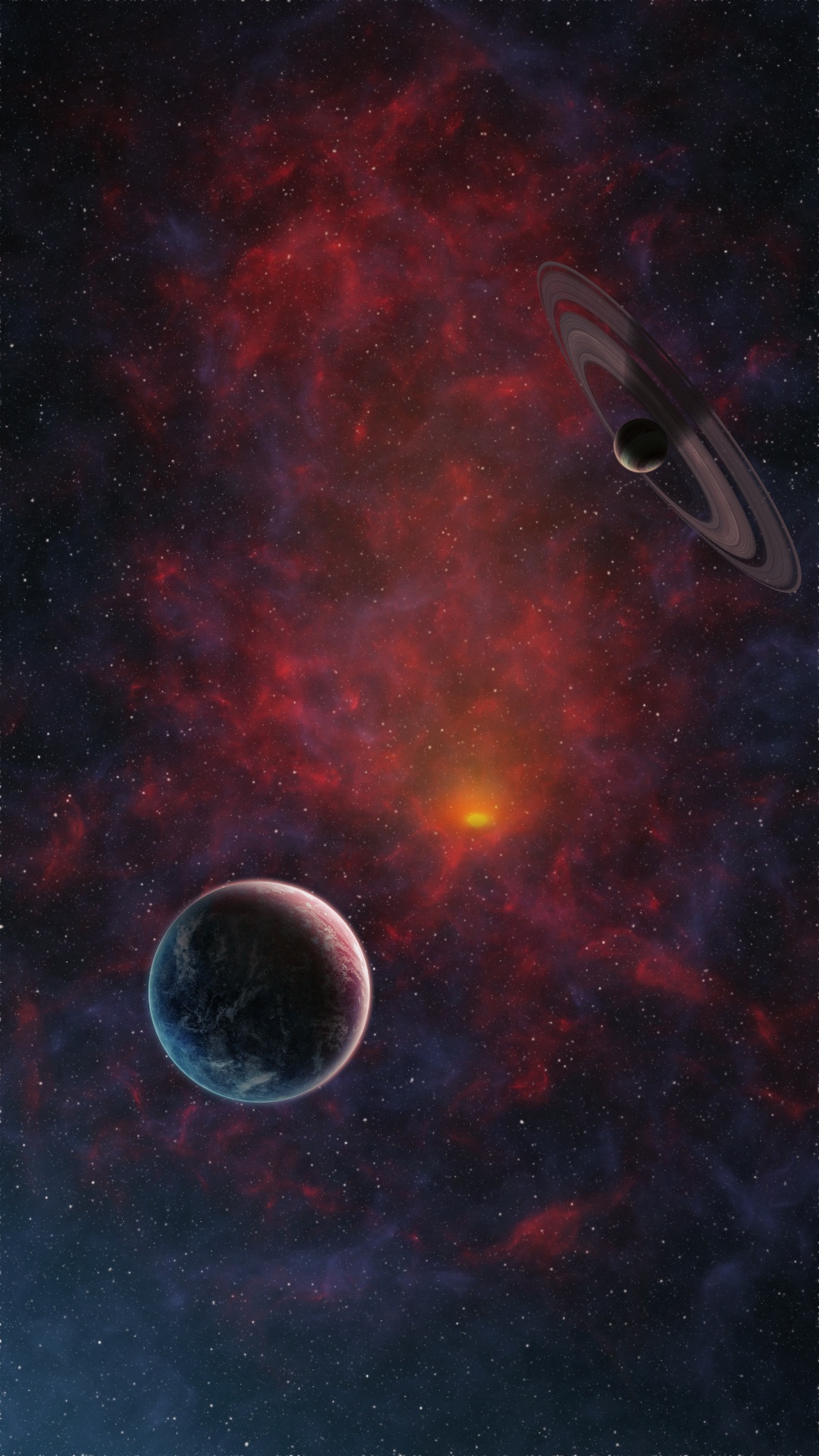 Illustration de la Galaxie Rouge et Noire. Wallpaper in 1080x1920 Resolution