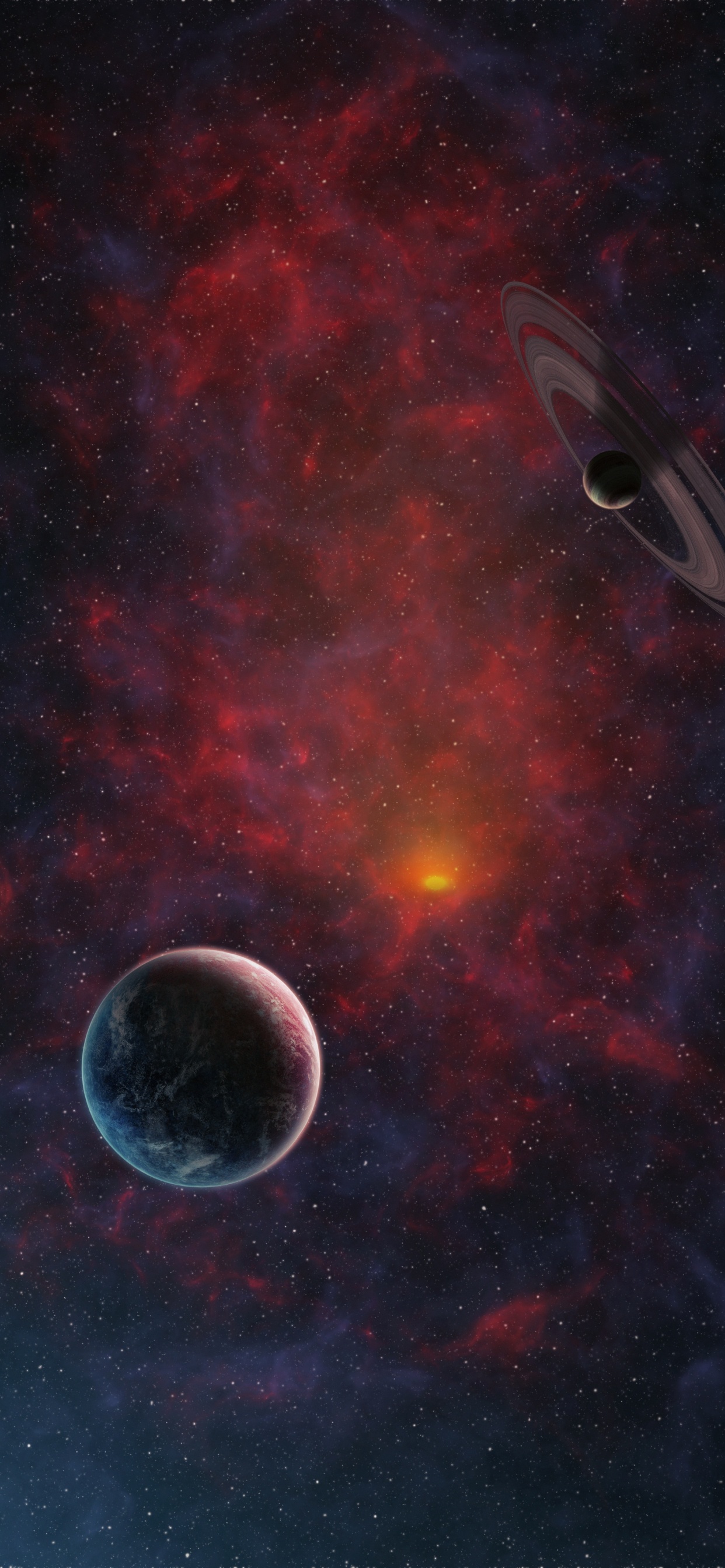 Illustration de la Galaxie Rouge et Noire. Wallpaper in 1242x2688 Resolution