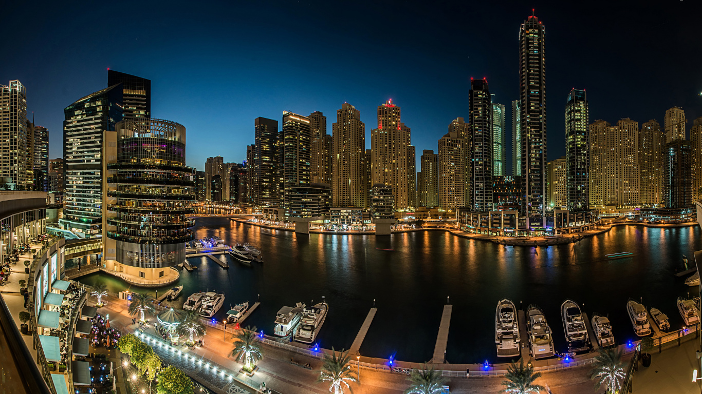 City Skyline During Night Time. Wallpaper in 1366x768 Resolution