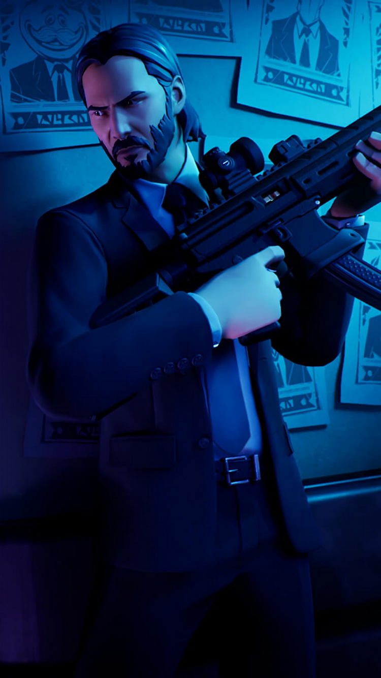 Fortnite, John Wick, Epic Games, Blau, Pc-Spiel. Wallpaper in 750x1334 Resolution