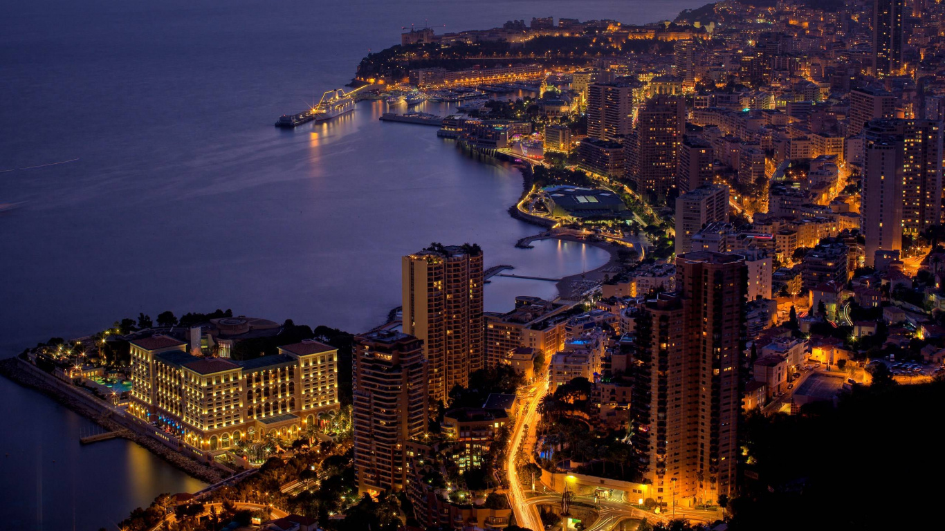 City Skyline During Night Time. Wallpaper in 1366x768 Resolution