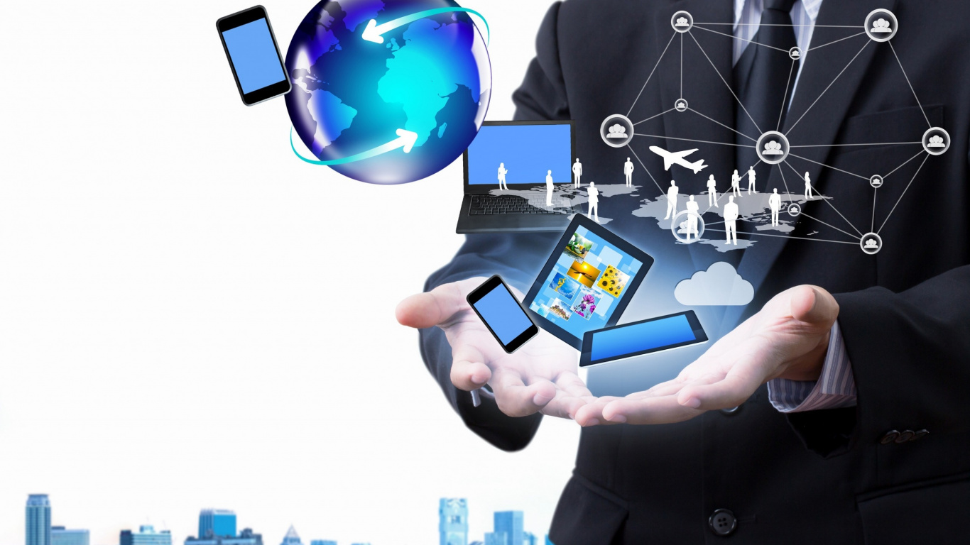 Person Mit Weißem Android-Smartphone. Wallpaper in 1366x768 Resolution