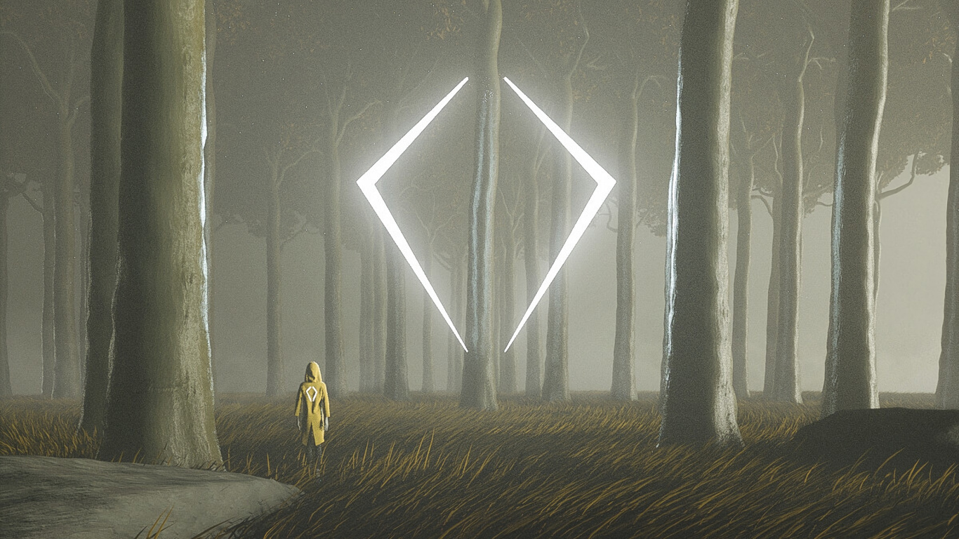 Person in Yellow Jacket Standing on Forest During Daytime. Wallpaper in 1366x768 Resolution