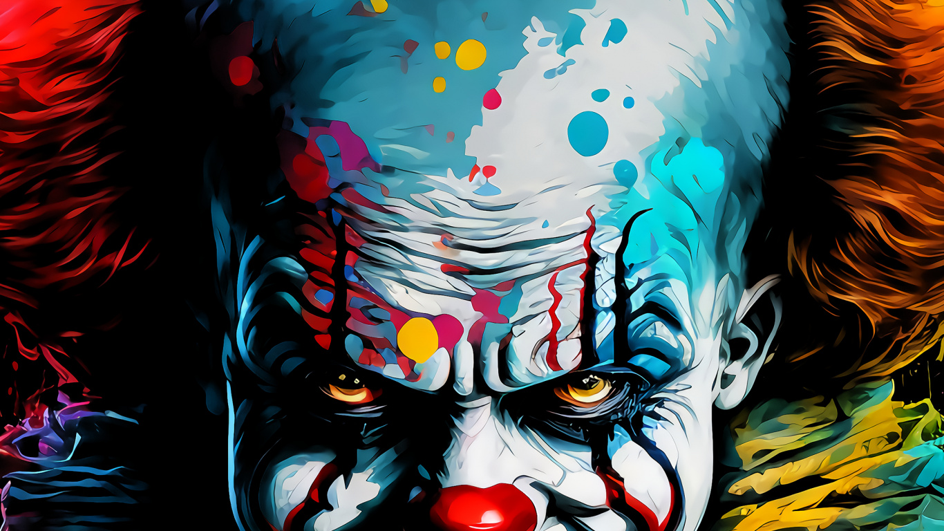 Fonds D'écran Pennywise, Pennywise, Art, Clown, Clown Maléfique. Wallpaper in 1366x768 Resolution