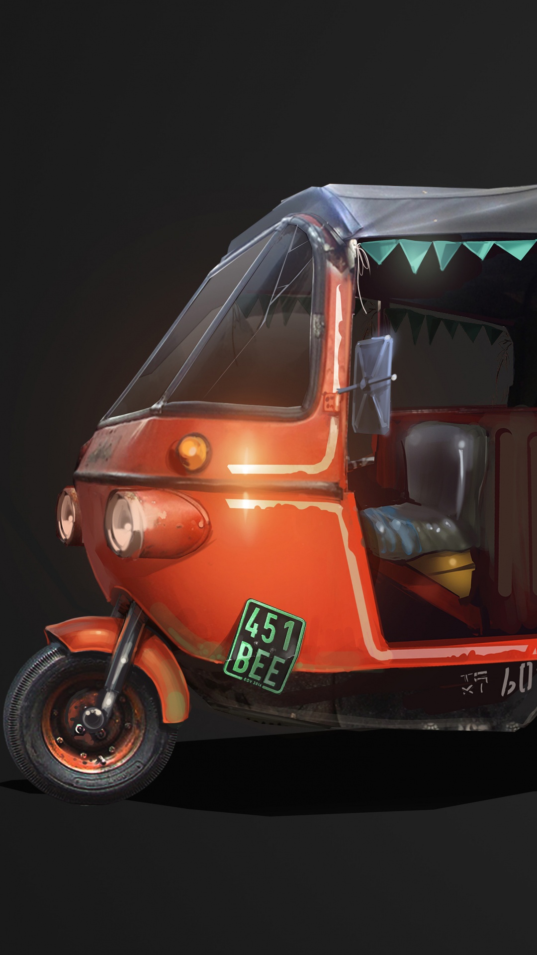 Red and Black Auto Rickshaw. Wallpaper in 1080x1920 Resolution