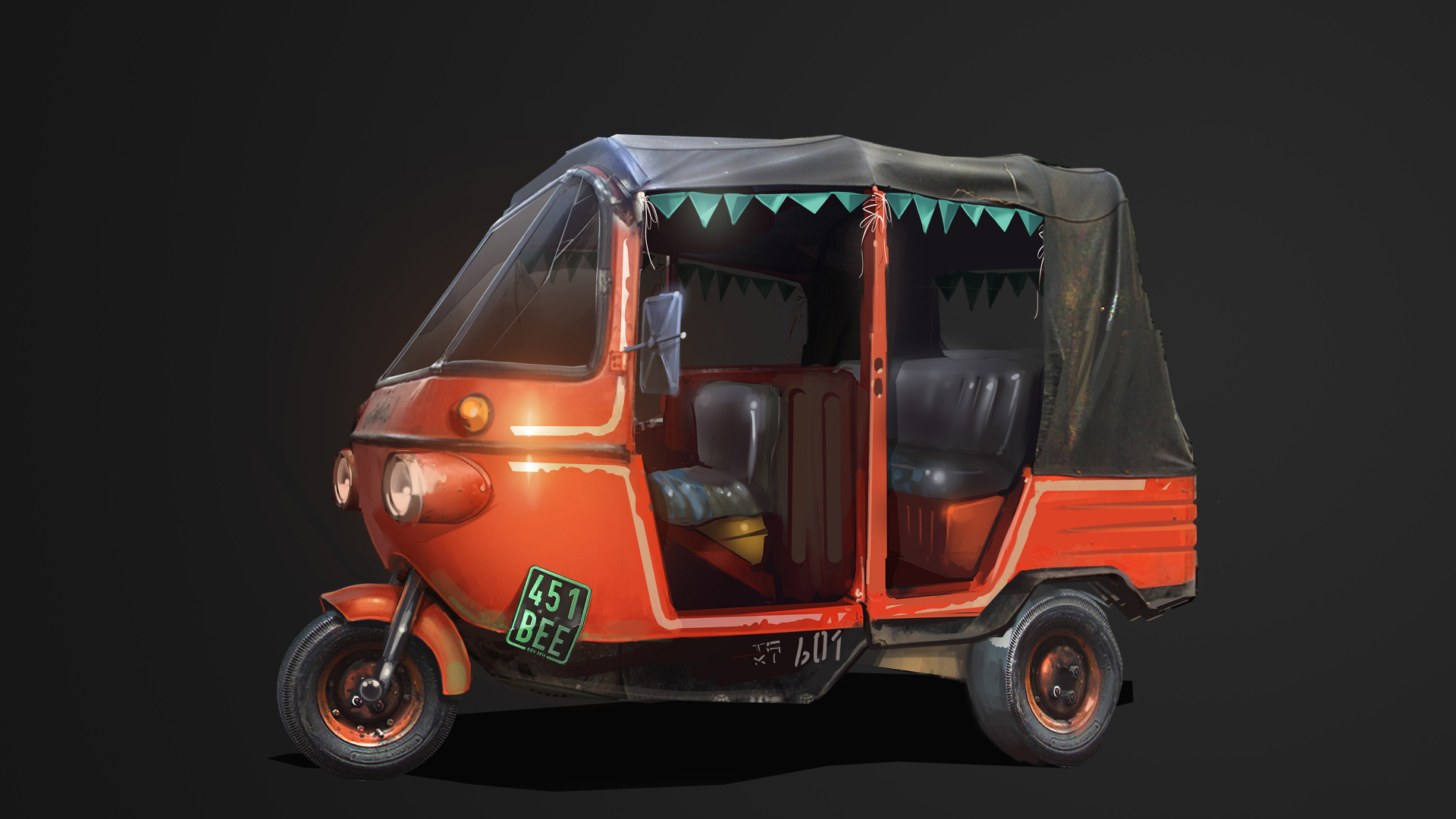 Red and Black Auto Rickshaw. Wallpaper in 1920x1080 Resolution