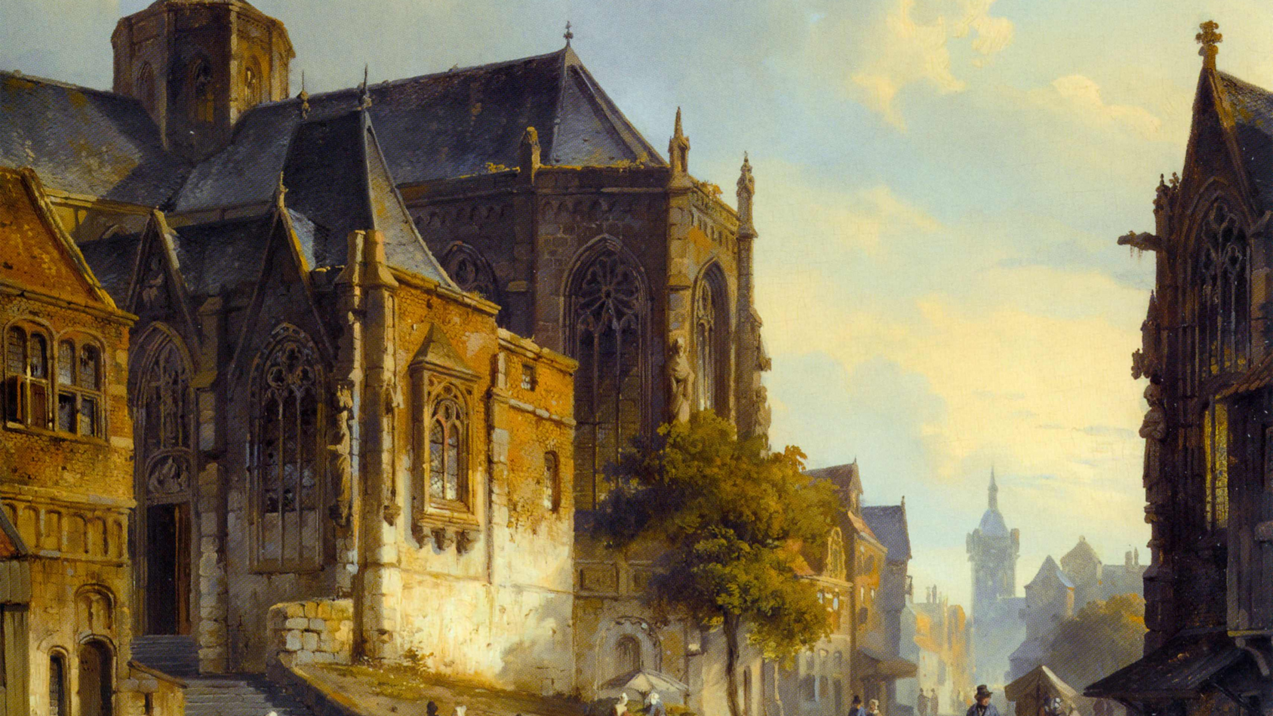 Menschen, Die Tagsüber in Der Nähe Eines Weißen Betongebäudes Auf Der Straße Gehen. Wallpaper in 2560x1440 Resolution