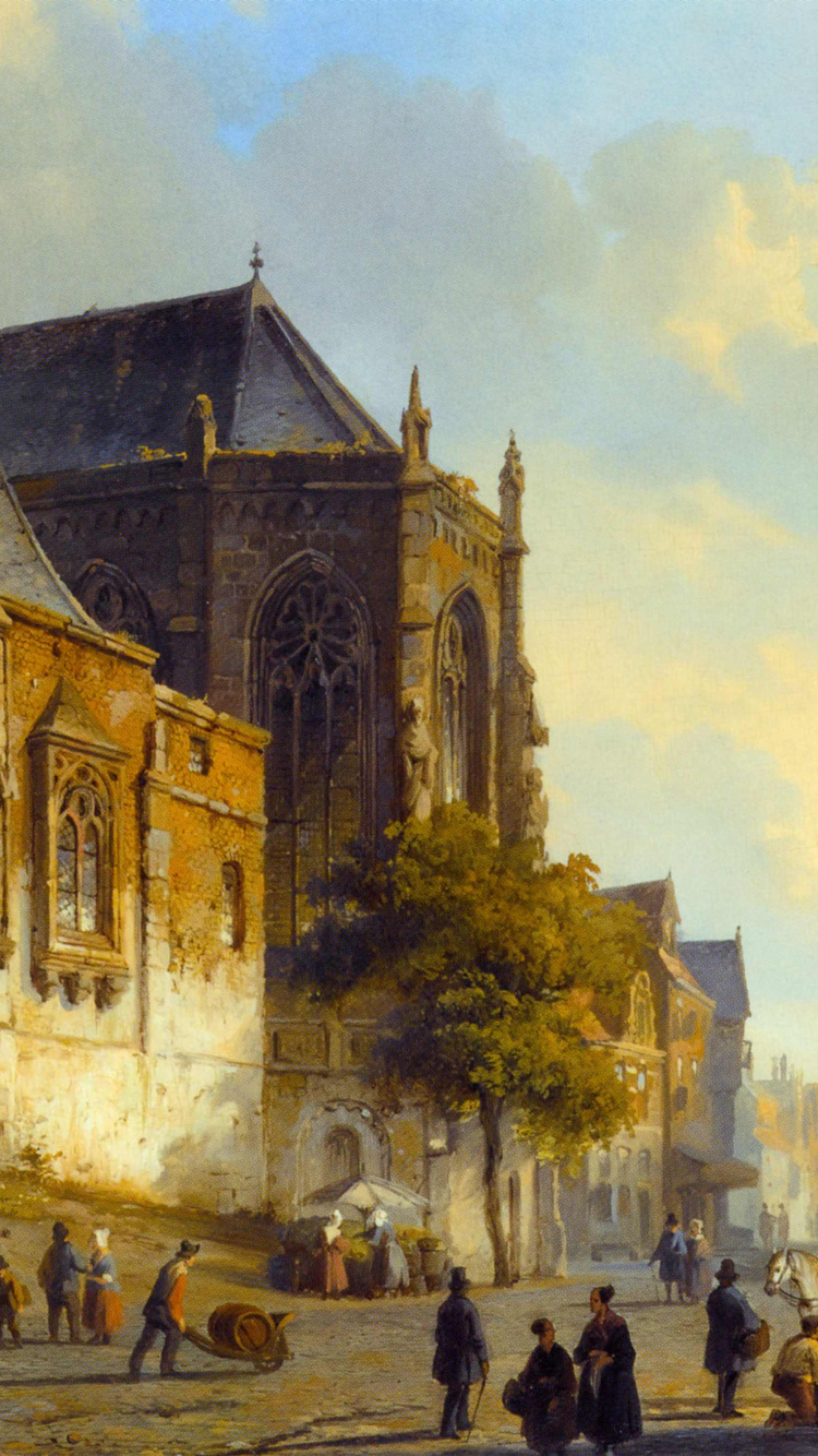 Menschen, Die Tagsüber in Der Nähe Eines Weißen Betongebäudes Auf Der Straße Gehen. Wallpaper in 750x1334 Resolution