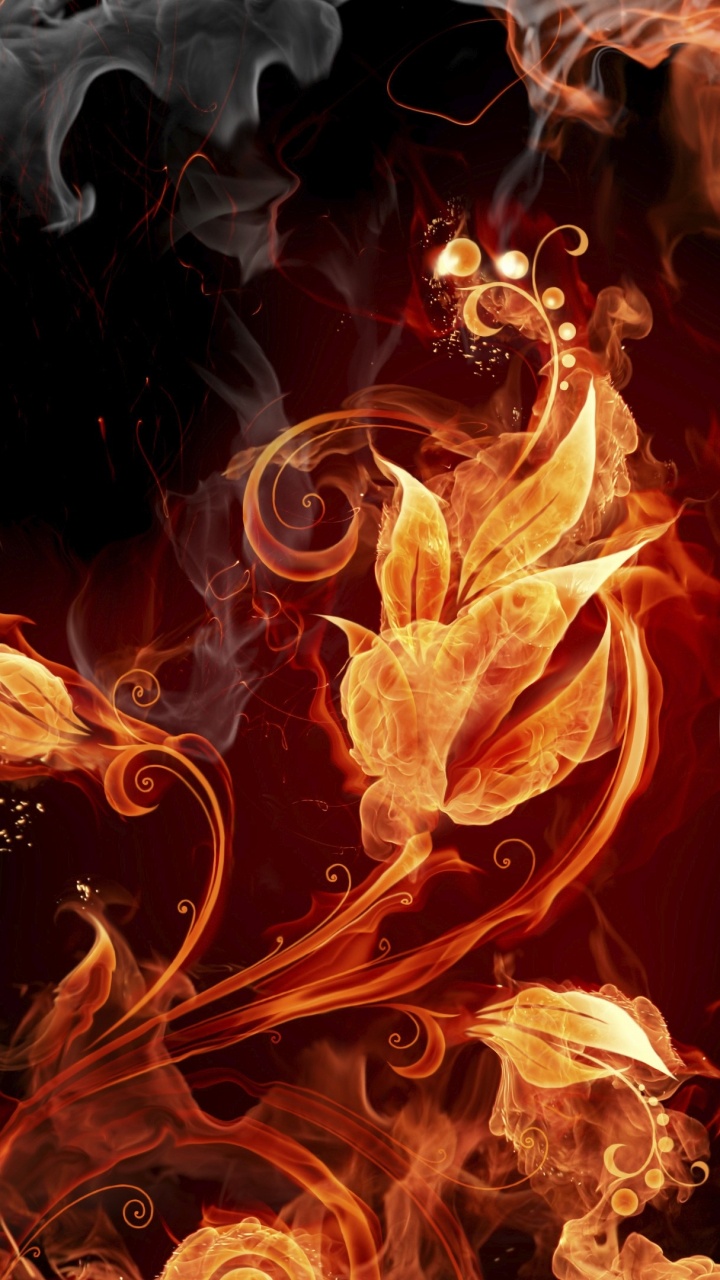 Orange Und Weiße Flammenillustration. Wallpaper in 720x1280 Resolution