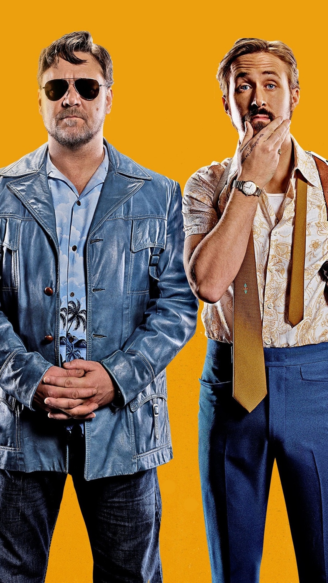 Ryan Gosling et Russell Crowe, Ryan Gosling, Russel Crowe, Les Gentils Gars, Hollande Mars. Wallpaper in 1080x1920 Resolution