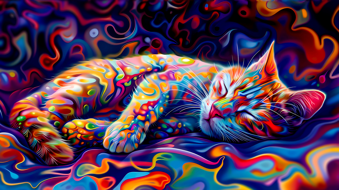 Gato, Felidae, Pintura de Arte, Artes Visuales, Arte. Wallpaper in 1366x768 Resolution