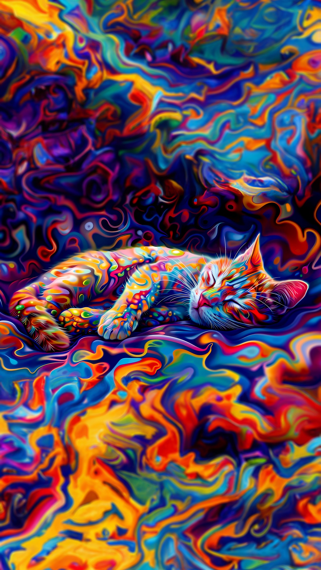 Katze, Felidae, Kunstfarbe, Malerei, Visual Arts. Wallpaper in 1080x1920 Resolution