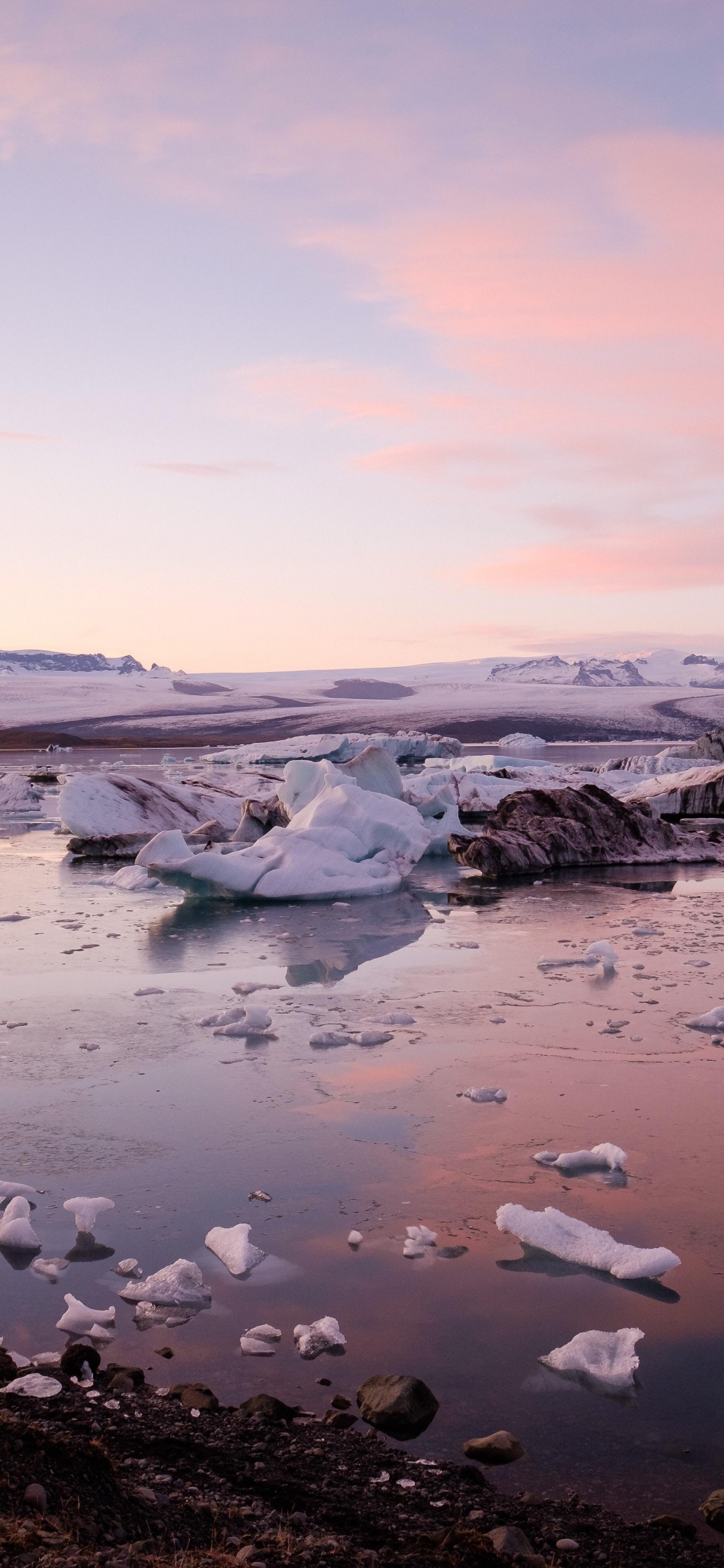 反射, 早上, 海冰的, 冰山, 北冰洋 壁纸 1125x2436 允许