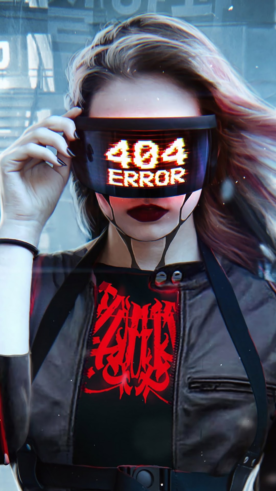 404 Error Girl, Outerwear, Mouth, Eyewear, Sleeve. Wallpaper in 1080x1920 Resolution