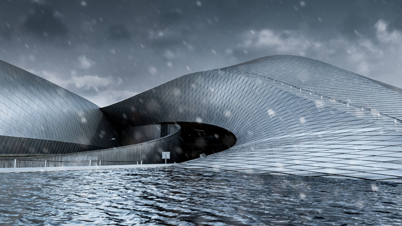 建筑, 的房子, 哥本哈根, 天空, 单色模式 壁纸 1280x720 允许