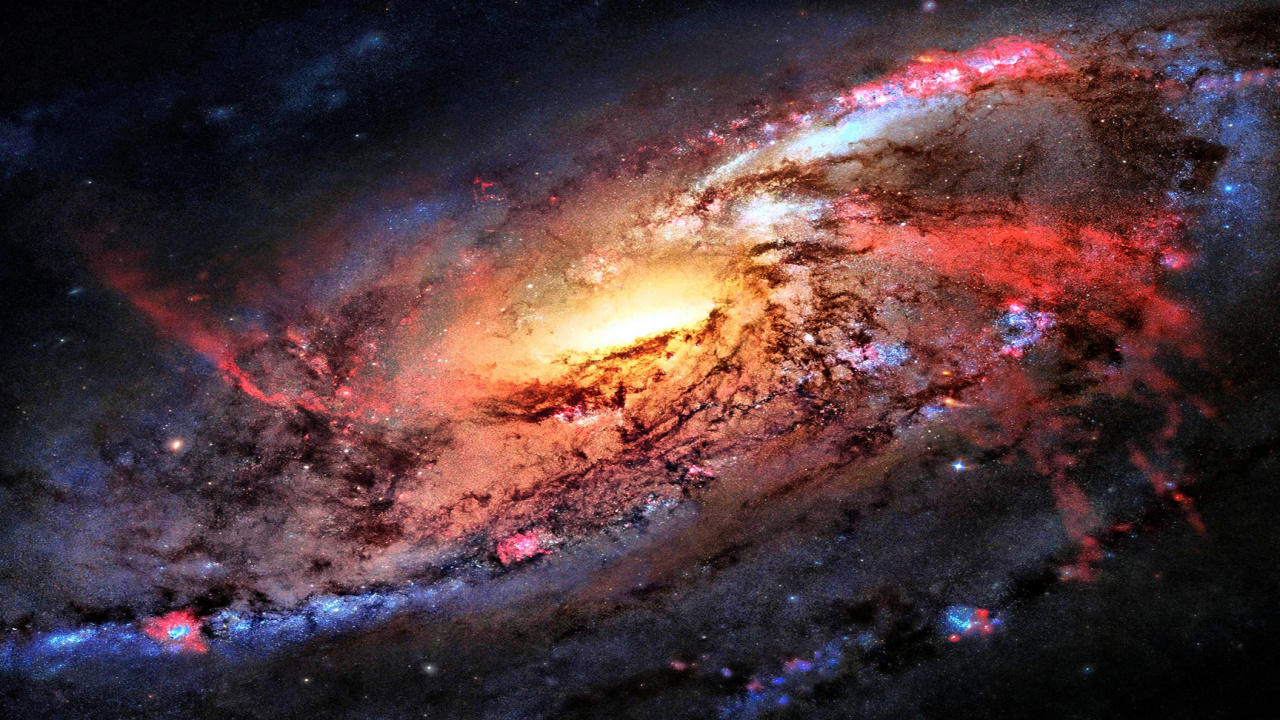 Illustration de la Galaxie Rouge et Noire. Wallpaper in 1280x720 Resolution