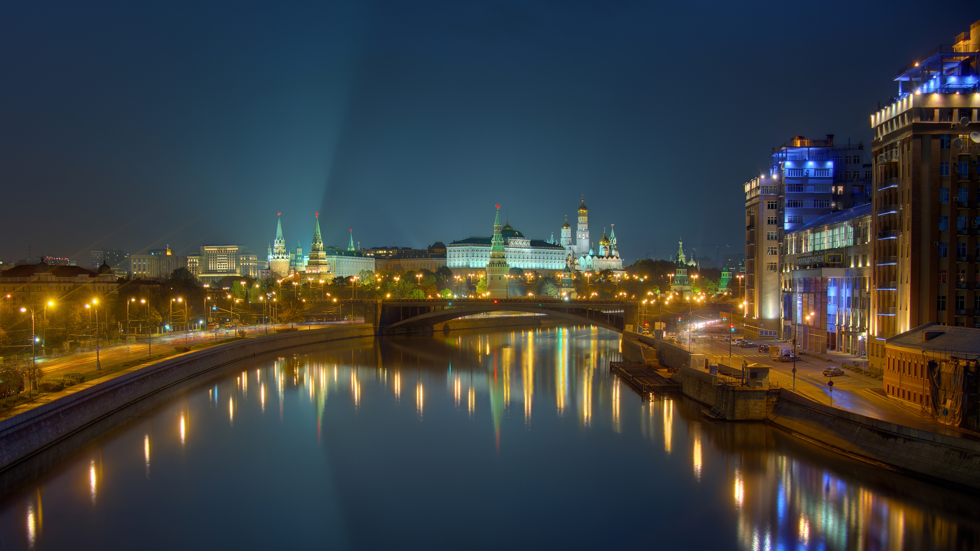 Skyline Der Stadt Bei Nacht Night. Wallpaper in 1920x1080 Resolution