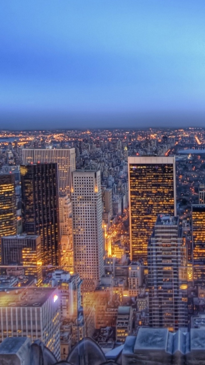 Aerial View of City Buildings During Night Time. Wallpaper in 720x1280 Resolution