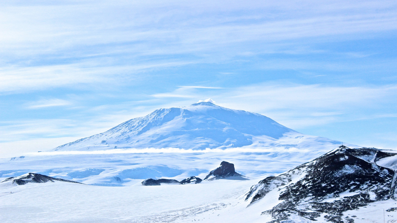 Snow Covered Mountain Under Blue Sky During Daytime. Wallpaper in 1366x768 Resolution
