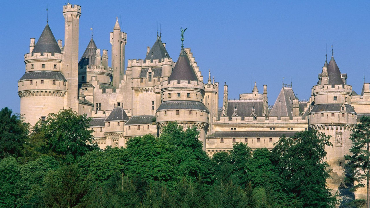 Chteau de Pierrefonds, Castillo, Hito, Spire, Edificio. Wallpaper in 1280x720 Resolution