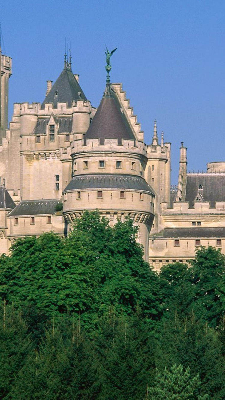 Chteau de Pierrefonds, Castle, Landmark, Spire, Building. Wallpaper in 750x1334 Resolution