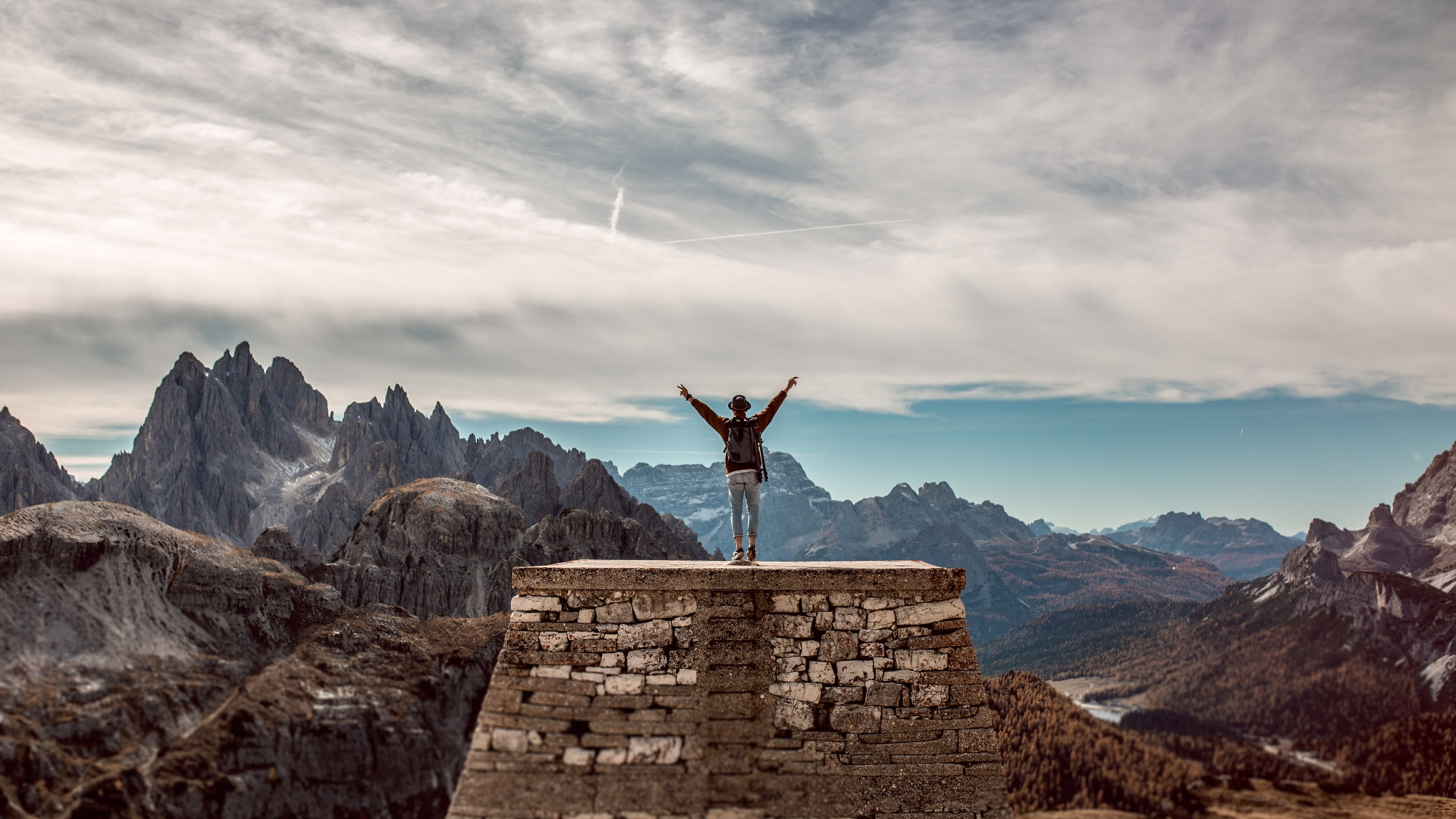 Man in Black Jacket Standing on Brown Concrete Blocks During Daytime. Wallpaper in 1920x1080 Resolution