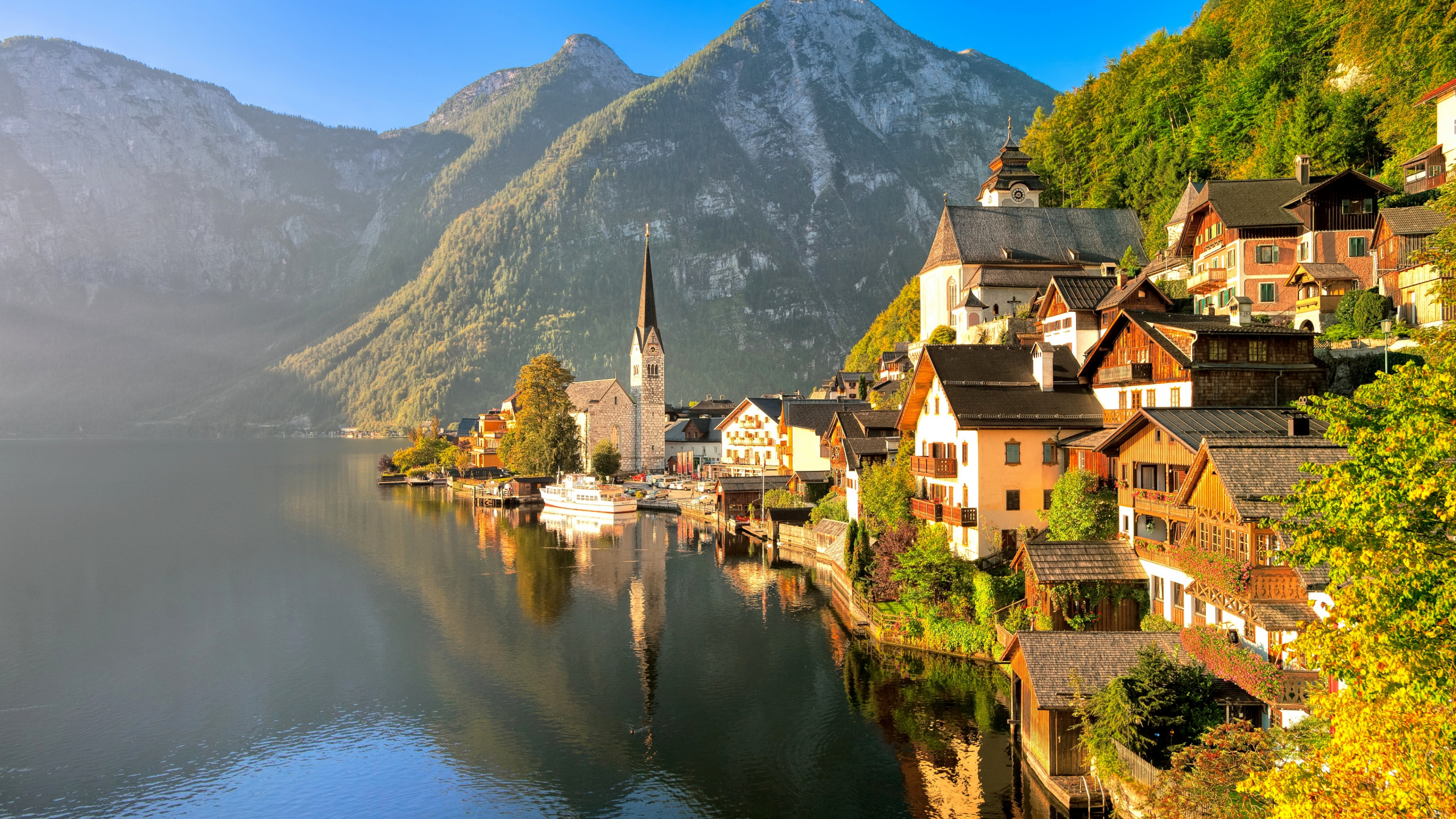 Hallsttter Ver, Hallstatt, Viaje, Vacaciones, Agua. Wallpaper in 2560x1440 Resolution